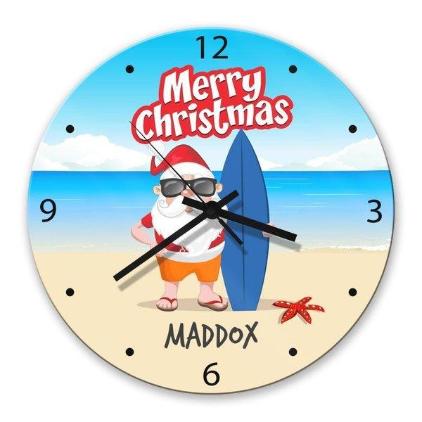 Beach Santa Glass Clock - Image 2