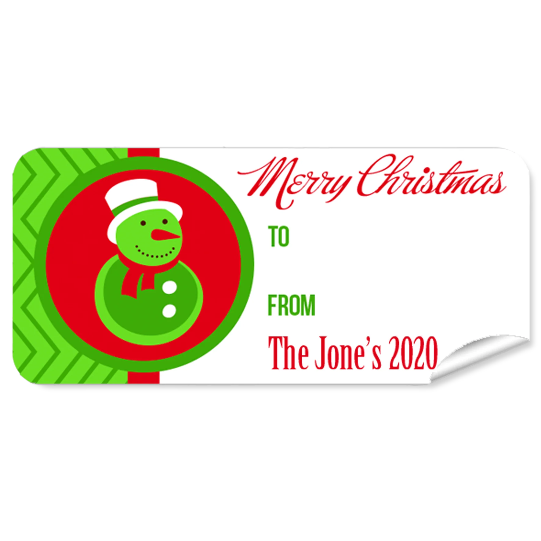 Green Snow Man Christmas Labels 27pk