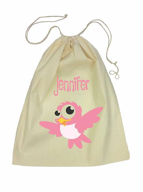 Pink Bird Bag Drawstring